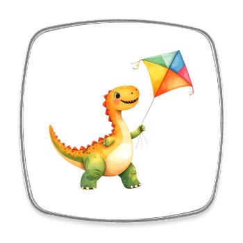 Dinosaur flies a kite – Dino - Square fridge magnet - white - Front