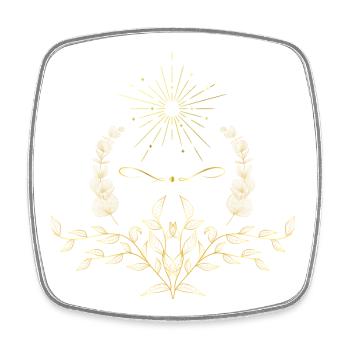 Golden Sun Wreath with Foliage - Square fridge magnet - white - Front