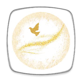 Cercle doré de paillettes avec oiseau - Magnet carré - blanc - Devant