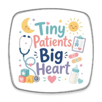 Tiny Patients Big Heart Pediatric Care - Square fridge magnet - white - Front