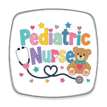 Ours en peluche Teddy Nurse Pédiatrique Coloré - Magnet carré - blanc - Devant