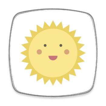 Soleil souriant - Magnet carré - blanc - Devant