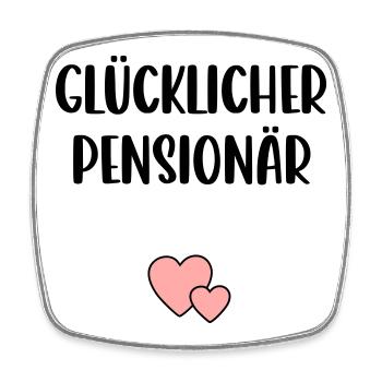 Glücklicher Pensionär Herz - Viereckiger Kühlschrankmagnet - Weiß - Vorne