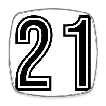 21 Symbole numérique - Magnet carré - blanc - Devant