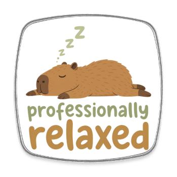Cabybara Nap: Professionally Relaxed - Square fridge magnet - white - Front