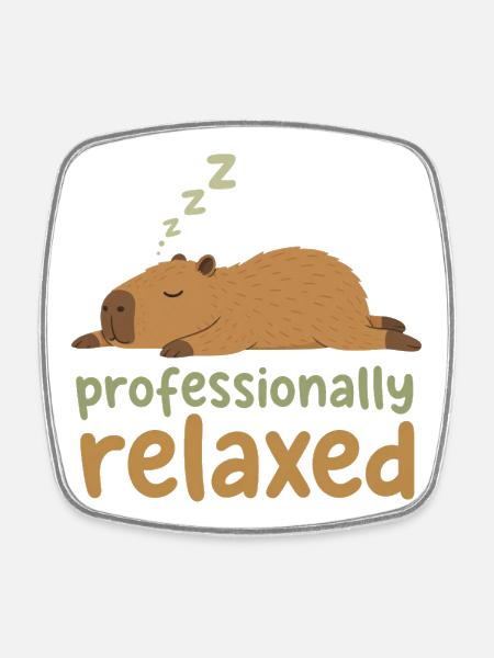 Capybara Professionally Relaxed - Square fridge magnet - white