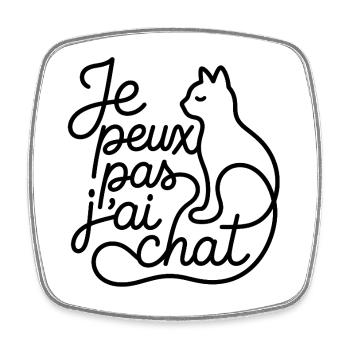 Je peux pas, j'ai chat - Magnet carré - blanc - Devant