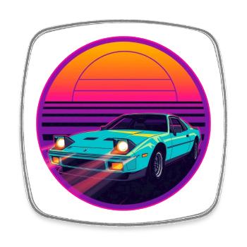 Retro-80er-Jahre-Synthwave-JDM-Stil-Sportwagendesign - Viereckiger Kühlschrankmagnet - Weiß - Vorne