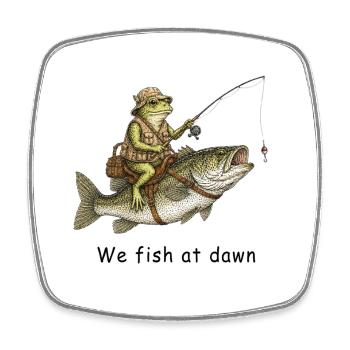 Nous pêchons chez Dawn Frog Angler - Magnet carré - blanc - Devant