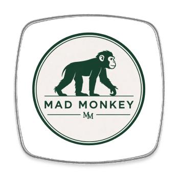 Badge du logo du Singe Fou - Magnet carré - blanc - Devant