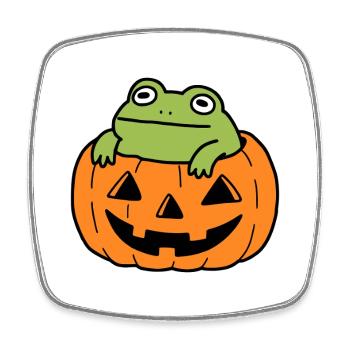 Cute Frog Halloween Pumpkin - Square fridge magnet - white - Front