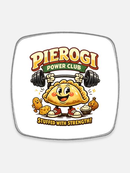 Power Club Dumplings - Square fridge magnet - white