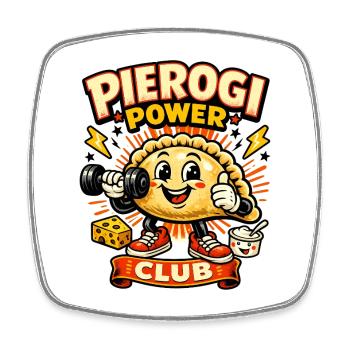 Power Club Dumplings - Chemise de sport polonaise drôle - Magnet carré - blanc - Devant