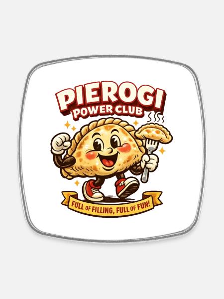 Power Club Dumplings - Square fridge magnet - white