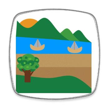 Lakeside Boats and Mountains - Square fridge magnet - white - Front