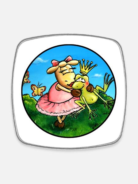 Sheep Frog Prince - Square fridge magnet - white