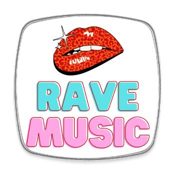 Rave Music Leopard Lips Neon Text - Square fridge magnet - white - Front