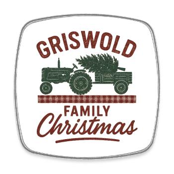Tracteur de Noël de la famille Griswold - Magnet carré - blanc - Devant