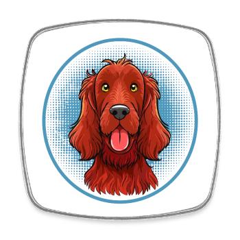 Irish Red Setter (Portrait comique) - Magnet carré - blanc - Devant