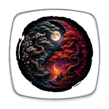 Bonsaï Yin-Yang Plant d’arbre japonais - Magnet carré - blanc - Devant