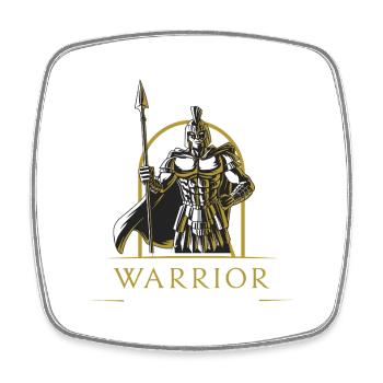 Lance Spartan Warrior Design en or - Magnet carré - blanc - Devant