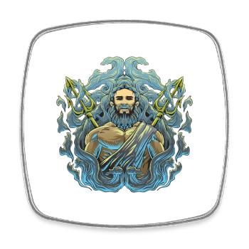 Dessin du trident du dieu de la mer Poséidon - Magnet carré - blanc - Devant