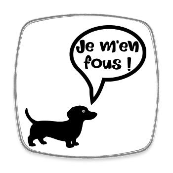 Chien - Je m'en fous - Magnet carré - blanc - Devant