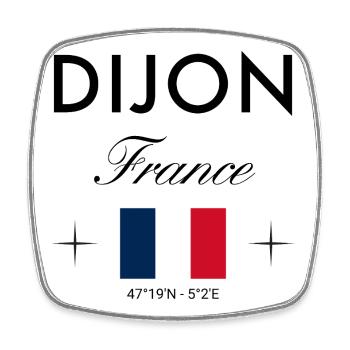 Dijon France Coordinates Travel Souvenir - Square fridge magnet - white - Front