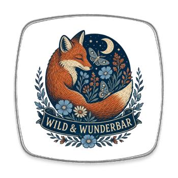 Wild & Wunderbar – Mystischer Fuchs - Viereckiger Kühlschrankmagnet - Weiß - Vorne