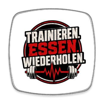 Trainieren. Essen. Wiederholen. – Fitness - Viereckiger Kühlschrankmagnet - Weiß - Vorne