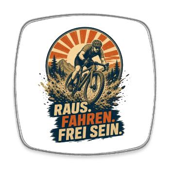 Raus. Fahren. Frei sein. – Gravelbike - Viereckiger Kühlschrankmagnet - Weiß - Vorne