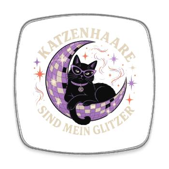 Katzenhaare sind mein Glitzer – Disco Katze - Viereckiger Kühlschrankmagnet - Weiß - Vorne