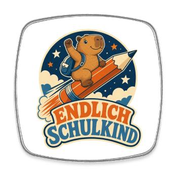 Endlich Schulkind – Capybara Einschulung - Viereckiger Kühlschrankmagnet - Weiß - Vorne