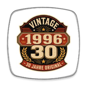 Vintage 1996 – 30 Jahre Original - Viereckiger Kühlschrankmagnet - Weiß - Vorne