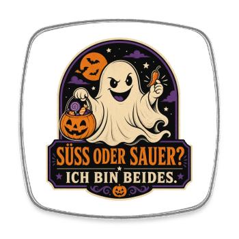 Süß oder sauer? Ich bin beides – Halloween - Viereckiger Kühlschrankmagnet - Weiß - Vorne