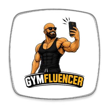 Gymfluencer – Bête Selfie – Édition Barbe - Magnet carré - blanc - Devant