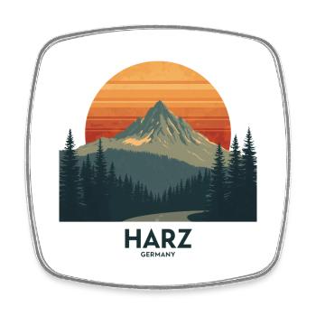 Resin Vintage Sunset | National Park Style - Square fridge magnet - white - Front