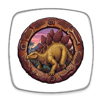 Stégosaure fossile de dinosaures - Magnet carré - blanc - Devant