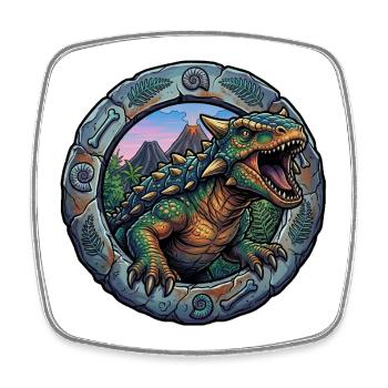 Ankylosaurus in the volcanic ring - Square fridge magnet - white - Front