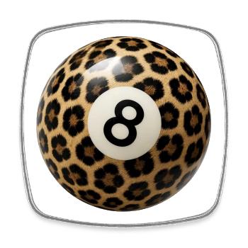 Leopard Pattern 8 Ball - Square fridge magnet - white - Front