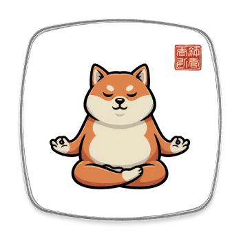 Zen Shiba Pup Meditation - Square fridge magnet - white - Front