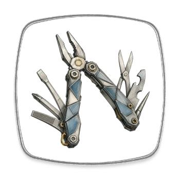Blue Mech Multitool Pattern - Square fridge magnet - white - Front