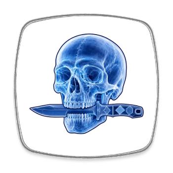 Blue Skull Dagger - Square fridge magnet - white - Front