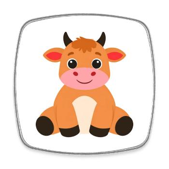 Seated Highland Cow – Cozy Comic Design - Square fridge magnet - white - Front