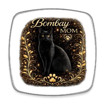 Portrait du chat doré de la maman de Bombay - Magnet carré - blanc - Devant