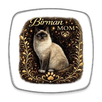 Chat Birman Mom Cadre en Or - Magnet carré - blanc - Devant