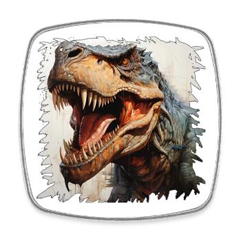 Graffiti néon de tête de dinosaure - Magnet carré - blanc - Devant