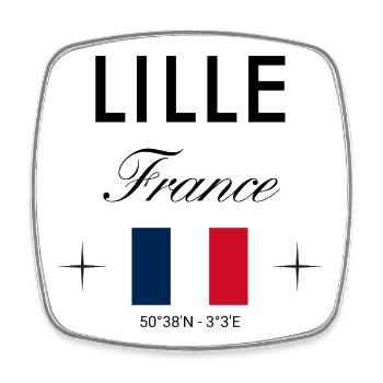 Lille Frankreich Koordinaten Reise Souvenir - Viereckiger Kühlschrankmagnet - Weiß - Vorne