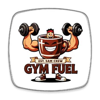 Gym Fuel 5h Haltérophile de café de l’équipe - Magnet carré - blanc - Devant