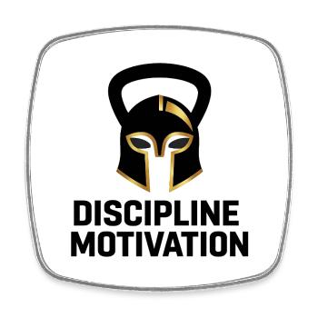Discipline Motivation Spartan Helmet - Square fridge magnet - white - Front
